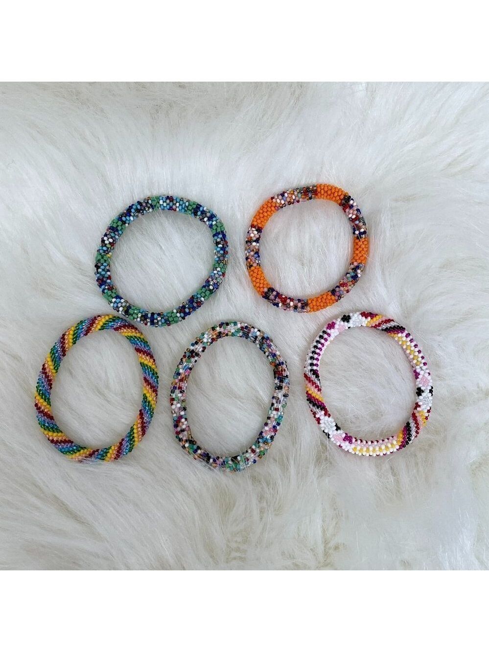 HAND CRAFTED in Nepal Beaded Bracelets (set of 5) #1011 - Picture 4 of 8